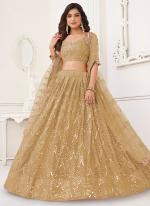 Butterfly Net Beige Party Wear Embroidery Work Lehenga Choli